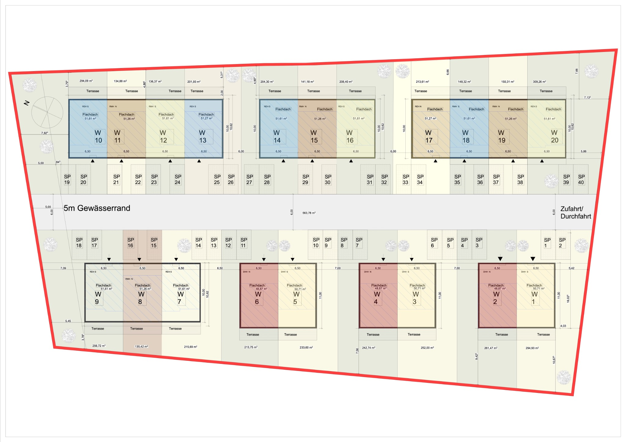 Lageplan der Häuser